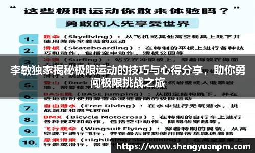 李敏独家揭秘极限运动的技巧与心得分享，助你勇闯极限挑战之旅